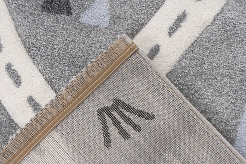 Happy 310 - Grey Kids Rug with Scenic Adventure Design
