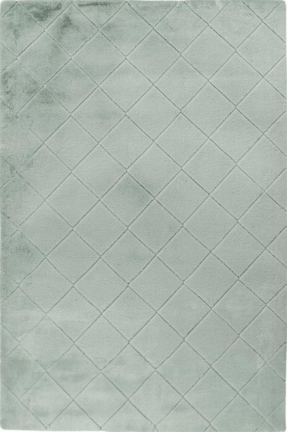 Impulse 600 Jade Very Soft Fluffy Diamond Rug, full view