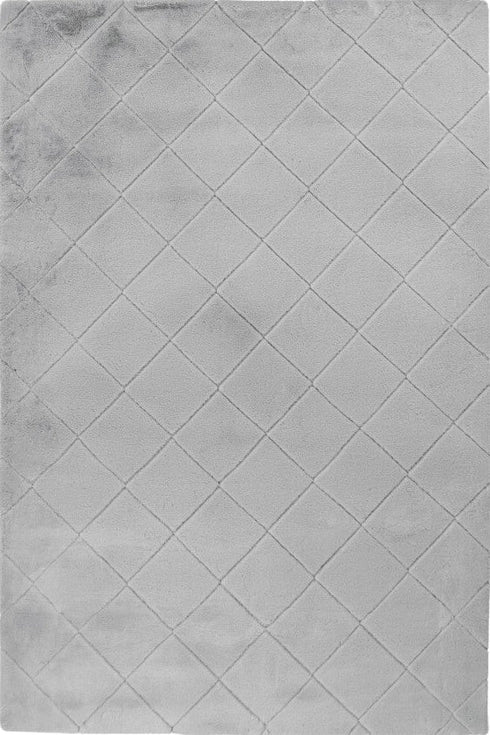 Impulse 600 Silver Very Soft Fluffy Diamond Rug, full view