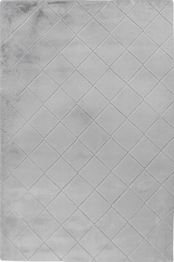 Impulse 600 Silver Very Soft Fluffy Diamond Rug, full view