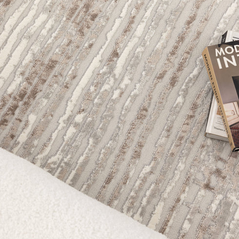 Jade Distressed Lines Grey Beige Rug - JADE001 - Adore Rugs & Flooring
