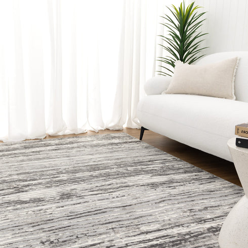 Jade Distressed Lines Grey Rug - JADE002 - Adore Rugs & Flooring