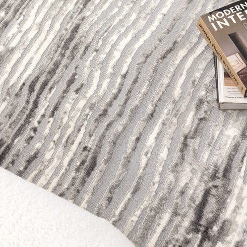 Jade Distressed Lines Grey Rug - JADE002 - Adore Rugs & Flooring