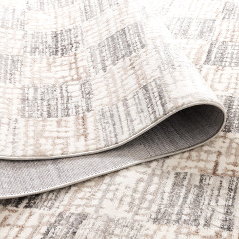 Jade Distressed Checkers Grey Beige Rug - JADE004 - Adore Rugs & Flooring