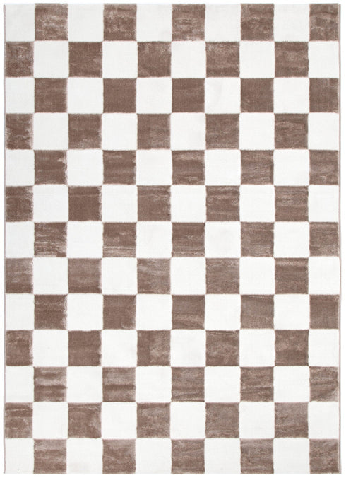 Jade Checkers Cream Brown Rug - JADE007 - Adore Rugs & Flooring