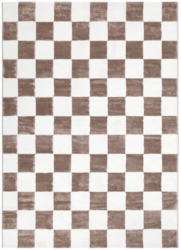 Jade Checkers Cream Brown Rug - JADE007 - Adore Rugs & Flooring