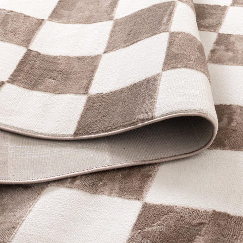 Jade Checkers Cream Brown Rug - JADE007 - Adore Rugs & Flooring
