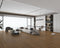 Open-plan lounge with a mid brown laminate plank floor