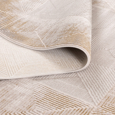 IN STORE ONLY - Lazer 01 - Beige Gold Geometric Rug