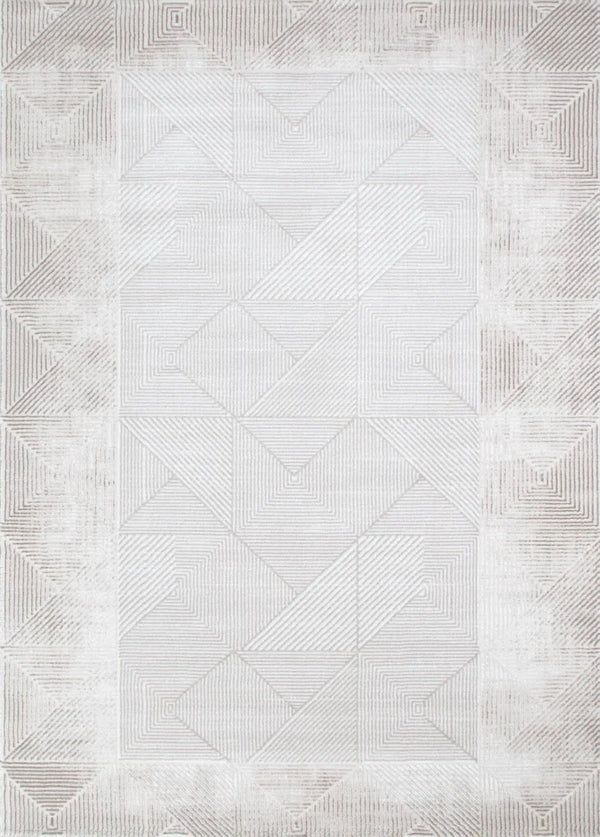 IN STORE ONLY - Lazer 02 - Taupe Grey Geometric Rug, full view