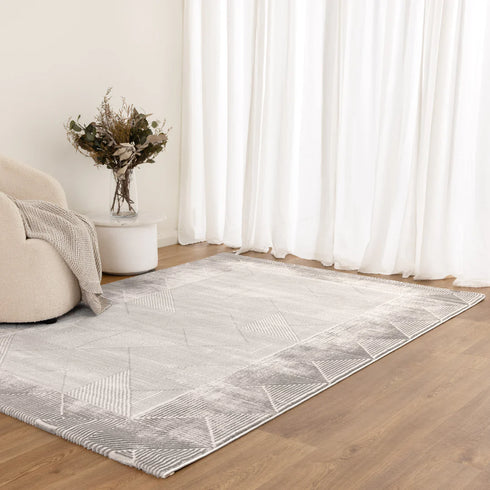 IN STORE ONLY - Lazer 02 - Taupe Grey Geometric Rug