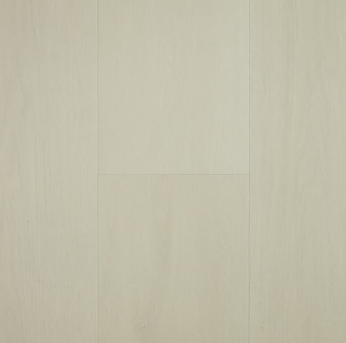 Preference Floors Lifestyle Collection Oatmeal 12mm hybrid flooring - near-white cream board