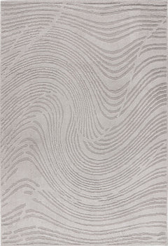 Lotus 302 - Light Grey Rug with Wavy Line Design