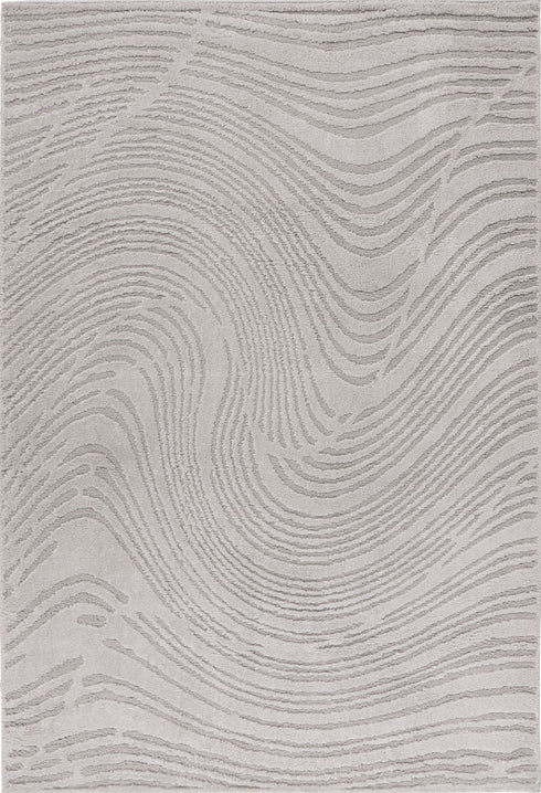 Lotus 302 - Light Grey Rug with Wavy Line Design, full view