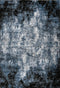 Louvre 502 Blue Black and White Abstract Rug, full view