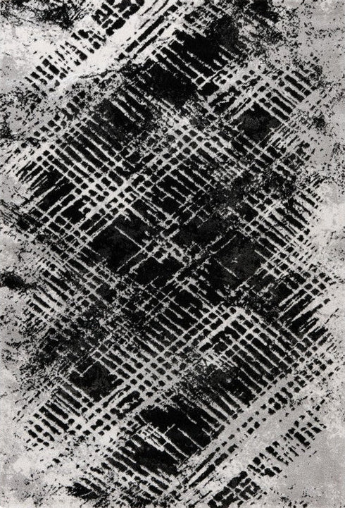Louvre 503 Silver Abstract Rug with Dark Centre, full view