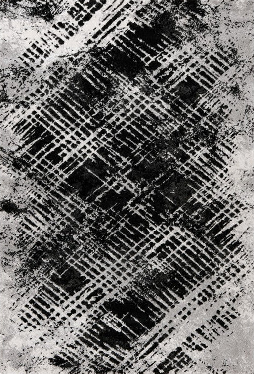 Louvre 503 Silver Abstract Rug with Dark Centre, full view