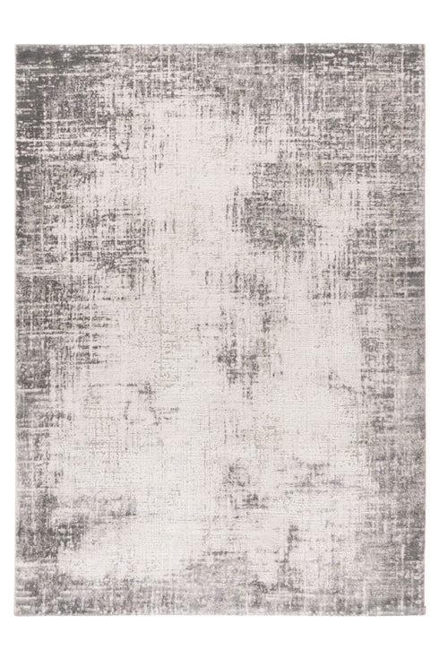 Rectangle abstract rug with distressed grey and white pattern