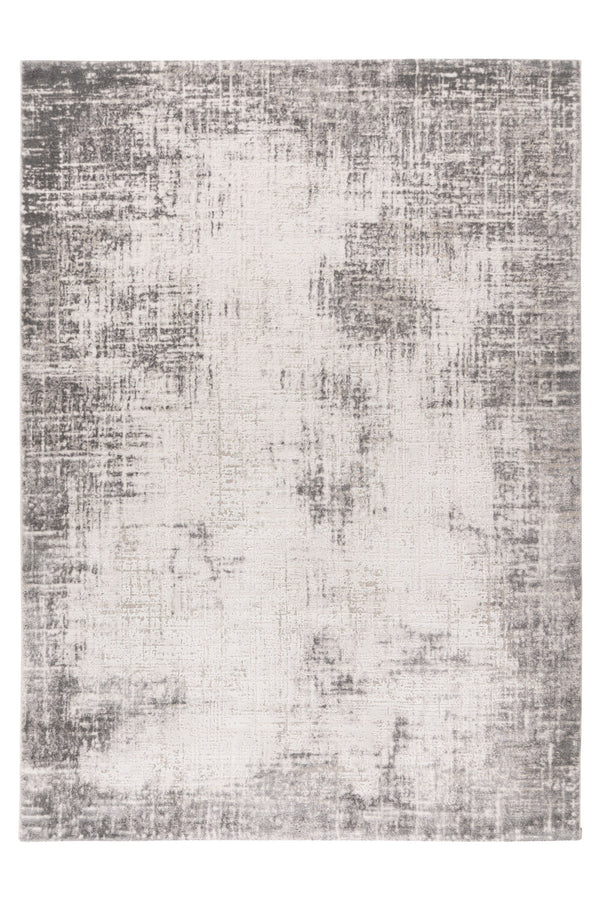 Rectangle abstract rug with distressed grey and white pattern