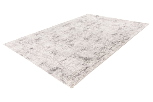 Contemporary distressed rug with soft grey and white hues