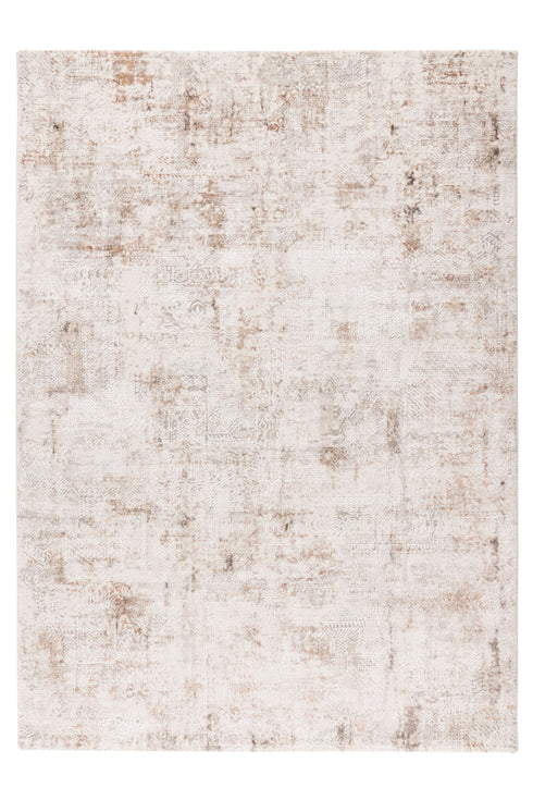 Distressed area rug with vintage beige and brown pattern