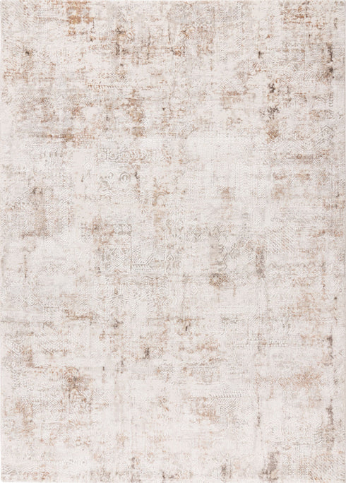 Pierre Cardin Lyon 504 Taupe Beige Transitional Rug with Faded Motif, full view