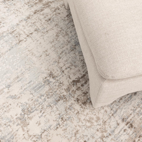 Maya Abstract Distressed Cream and Beige Rug - M105