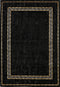 Marmaris 404 black rug with gold border, full view