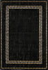 Marmaris 404 black rug with gold border, full view