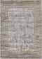 Marmaris 404 Grey rug with Gold Border, full view