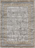 Marmaris 404 Grey rug with Gold Border, full view
