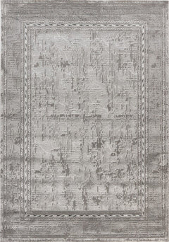 Marmaris 404 Grey Rug with Silver Border