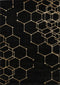 Marmaris 405 Black Rug with Gold Geometric Pattern, full view