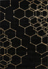 Marmaris 405 Black Rug with Gold Geometric Pattern, full view