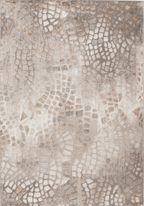 Milas 202 Silver Beige - Beige Brown Spotted Rug, full view