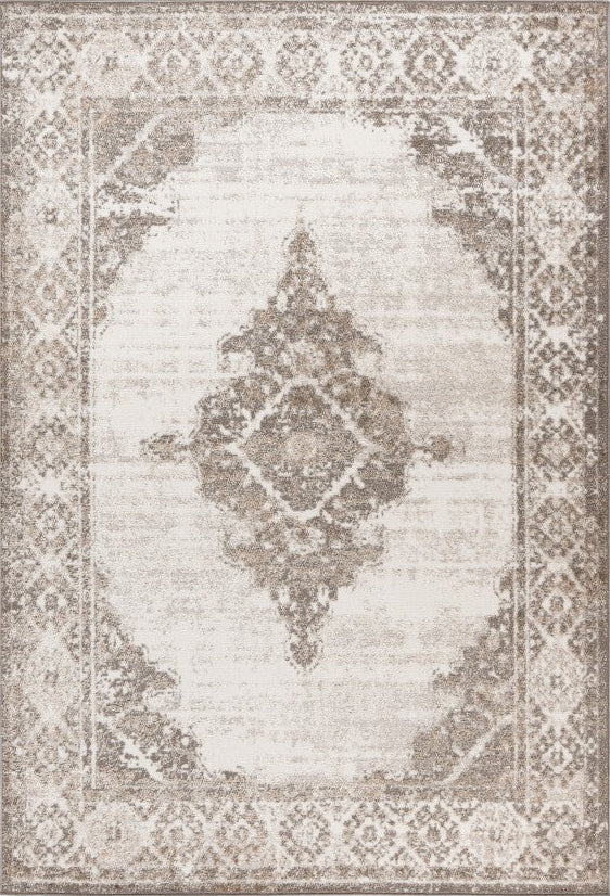Milas 204 Silver Beige - Beige Brown Traditional Rug, full view