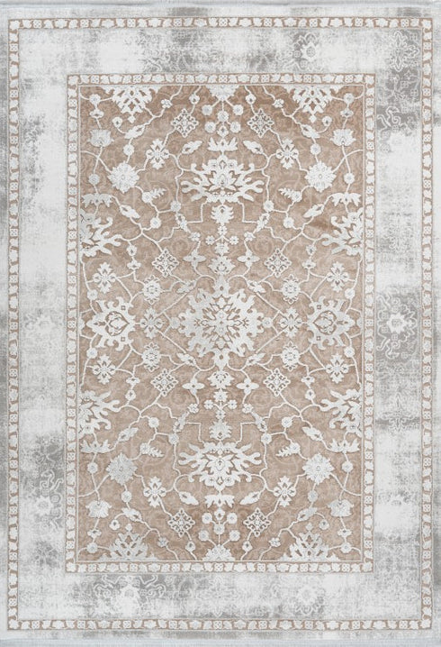 Pierre Cardin Opera 500 Beige Floral Designer Rug, full view