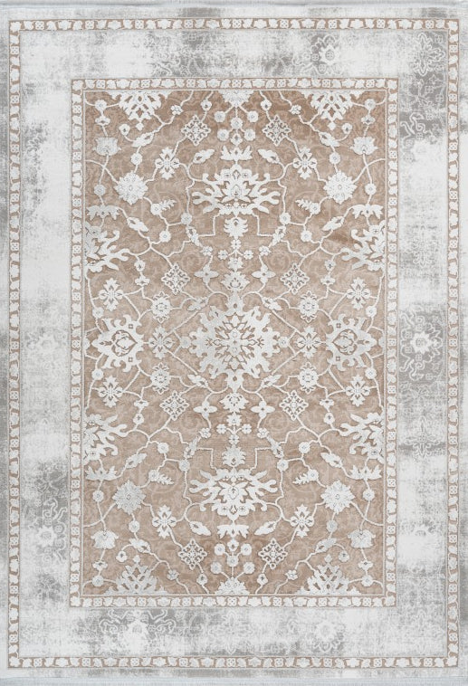 Pierre Cardin Opera 500 Beige Floral Designer Rug, full view