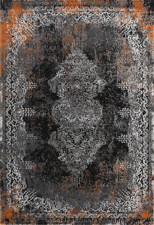 Pierre Cardin Pablo 709 Terra Black Transitional Rug, full view