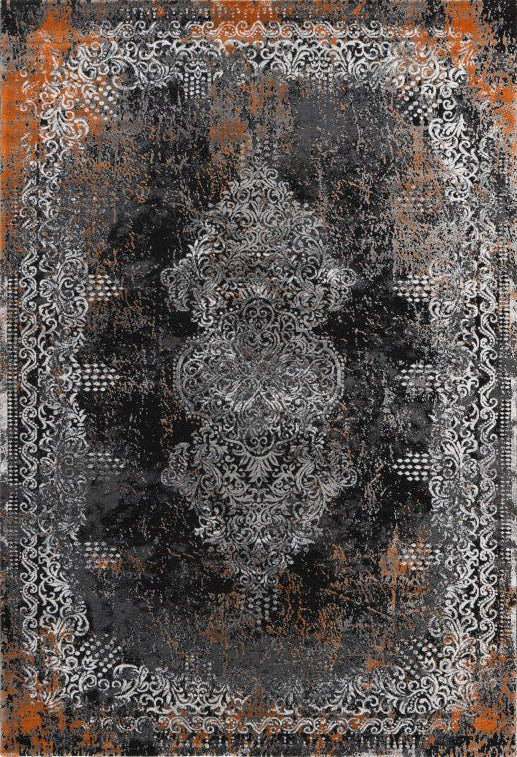 Pierre Cardin Pablo 709 Terra Black Transitional Rug, full view