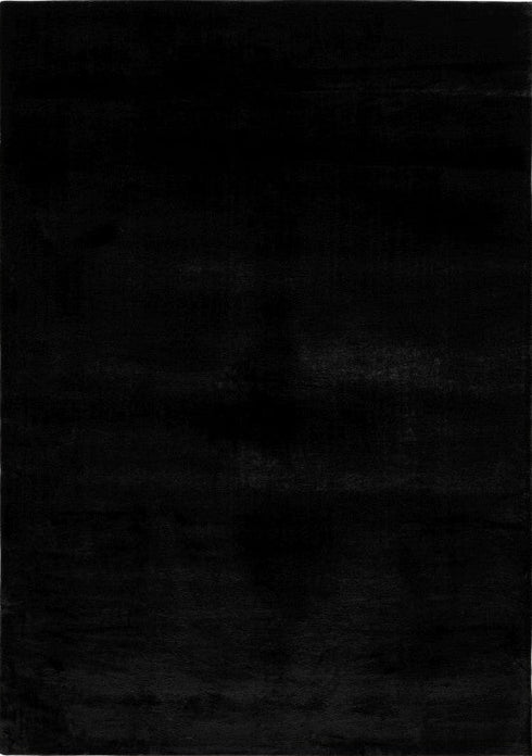 Paradise 400 black super soft fluffy rug, full view