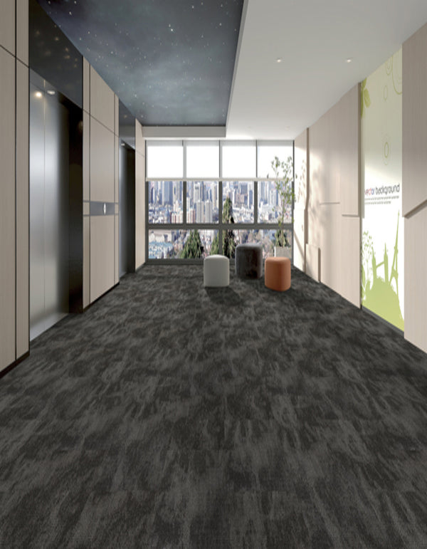 Dark Grey Streaked Commercial Carpet Tiles