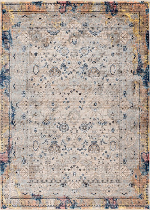 Prime 601 Multi Colour Rug with Vintage Distressed Look, full view