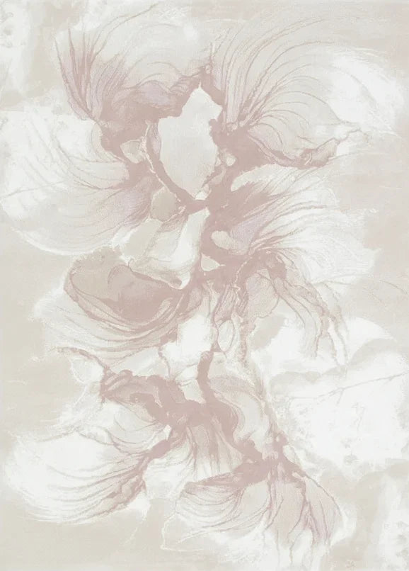 Rue 003 pink abstract floral rug, full view