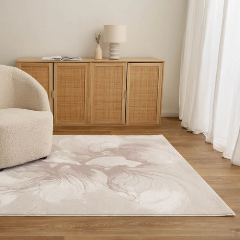 Rue 003 Pink Abstract Floral Rug