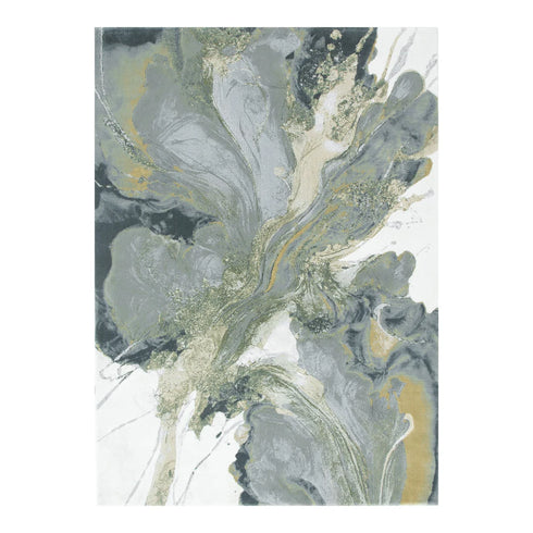 Rue 004 Green Abstract Floral Rug