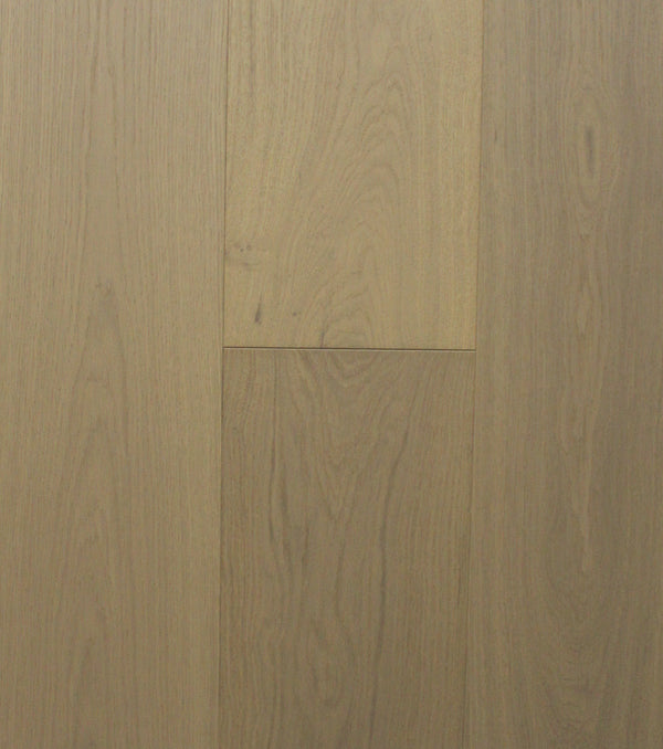 Swish Oak Natura Raw Leaf engineered oak flooring swatch showing a pale greenish khaki beige oatmeal oak with a soft olive cast