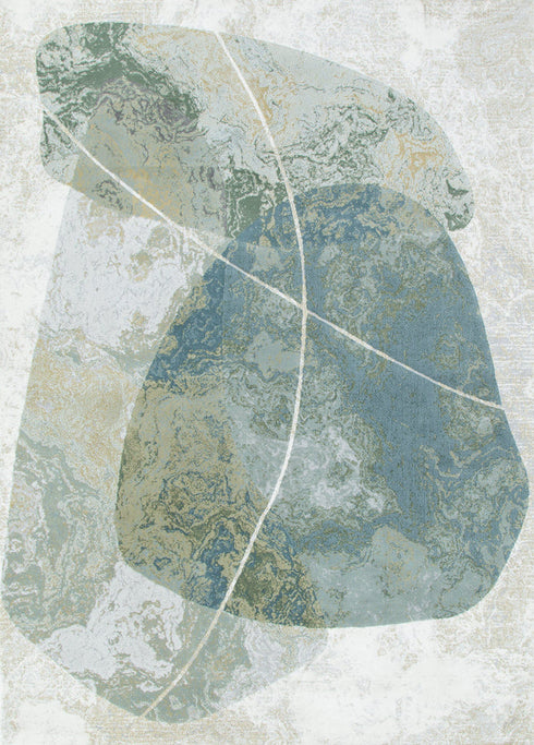 Sena 001 Green Abstract Rug, full view