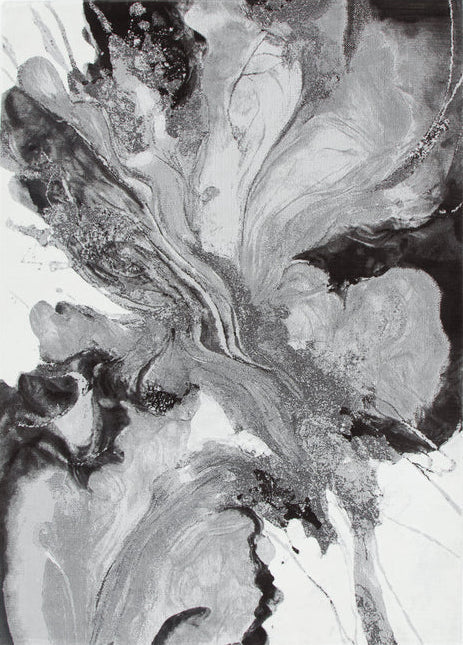 Sena 007 Grey Fluid Art Abstract Rug, full view