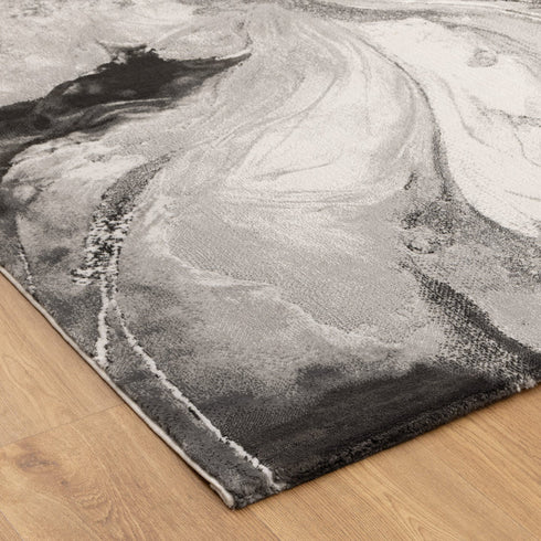 Sena 007 Grey Fluid Art Abstract Rug